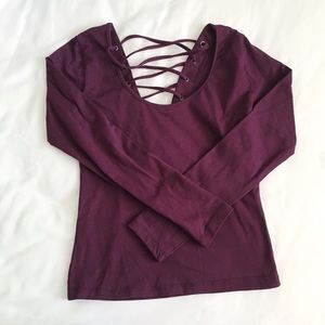 NWT Charlotte Russe Burgundy Lace-Up Back Top